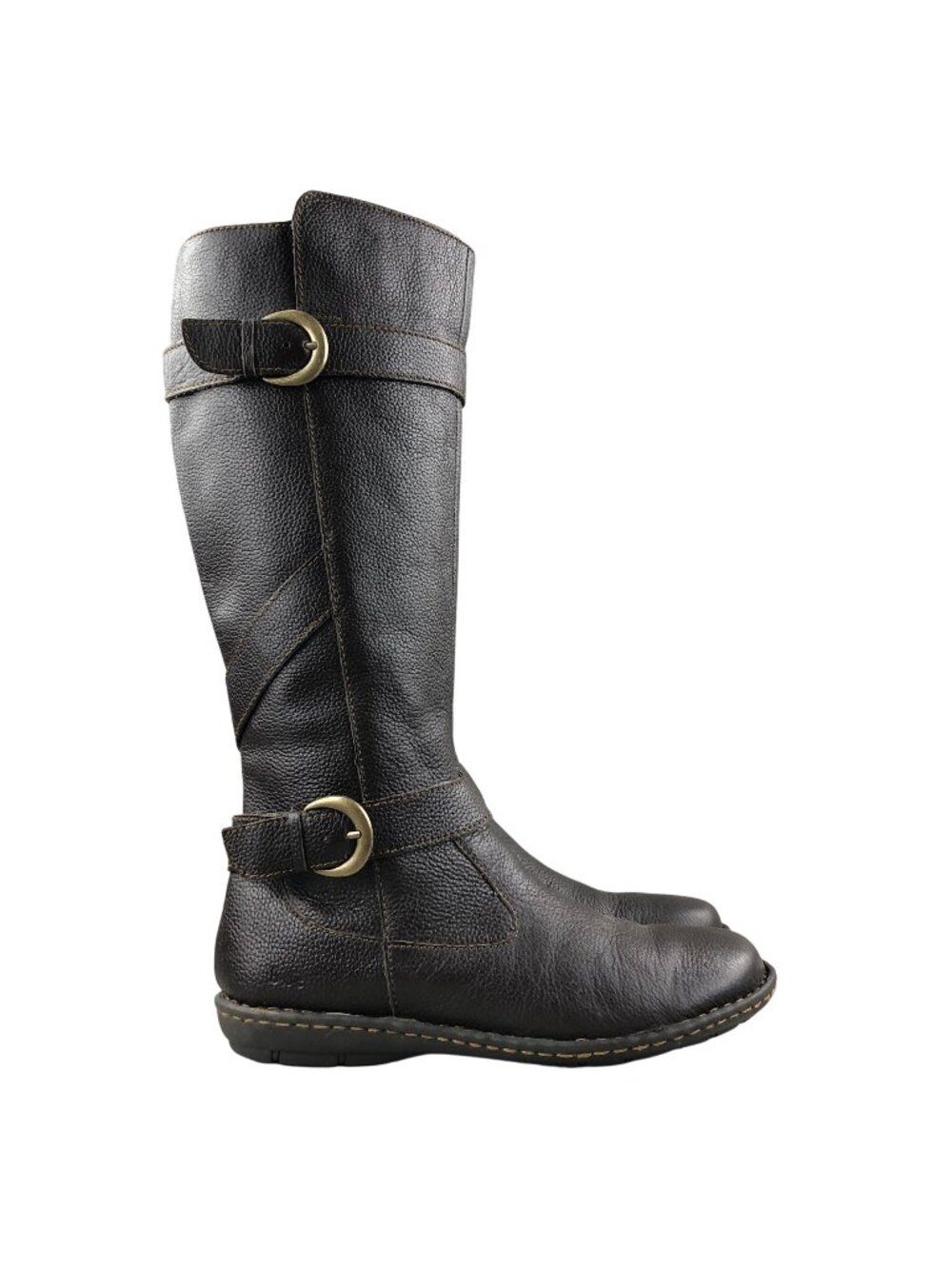 BOC Women's Size 7.5 Brown Leather Side Zip Knee High Tall Riding-Style Boots
